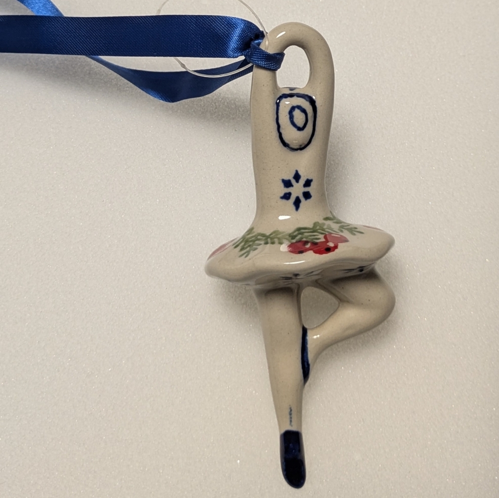Polish Pottery Ceramic Ballerina Pole Dancer Christmas tree ornament Boleslawiec - Picture 3 of 7